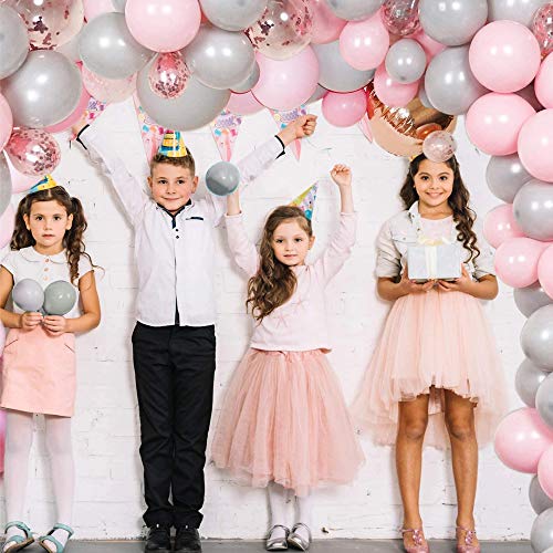 QAQGEAR Macaron Pink Balloons DIY Arch Kit Candy Grey Rose Gold 18in / 12in Thicken, Pastel Latex Balloon para cumpleaños, Baby Shower, boda, compromiso, graduación o decoraciones de fiesta