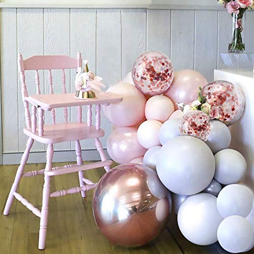 QAQGEAR Macaron Pink Balloons DIY Arch Kit Candy Grey Rose Gold 18in / 12in Thicken, Pastel Latex Balloon para cumpleaños, Baby Shower, boda, compromiso, graduación o decoraciones de fiesta