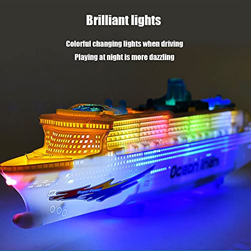 QHYZRV Los coloridos transatlánticos, cruceros, luces LED intermitentes eléctricas y juguetes con sonido para niños, barcos de juguete universales para cruceros, modelos de barcos de simulación, no se