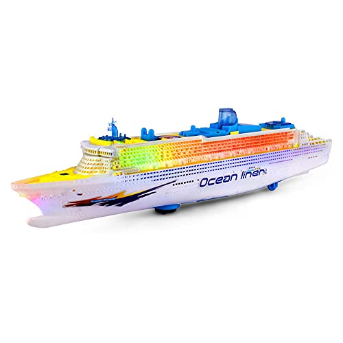 QHYZRV Los coloridos transatlánticos, cruceros, luces LED intermitentes eléctricas y juguetes con sonido para niños, barcos de juguete universales para cruceros, modelos de barcos de simulación, no se