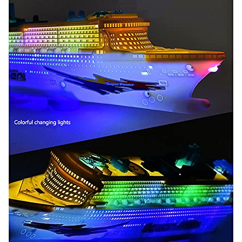 QHYZRV Los coloridos transatlánticos, cruceros, luces LED intermitentes eléctricas y juguetes con sonido para niños, barcos de juguete universales para cruceros, modelos de barcos de simulación, no se