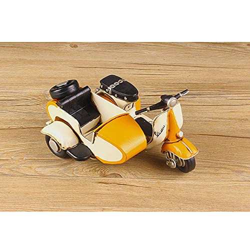 QHYZRV Sidecar Motocicleta Nostálgico Coche de hierro forjado Artesanía Triciclo de hierro Coche retro creativo Coche de alta simulación Modelo de coche Hecho a mano Hobby Coche de juguete Coleccionab