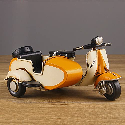 QHYZRV Sidecar Motocicleta Nostálgico Coche de hierro forjado Artesanía Triciclo de hierro Coche retro creativo Coche de alta simulación Modelo de coche Hecho a mano Hobby Coche de juguete Coleccionab