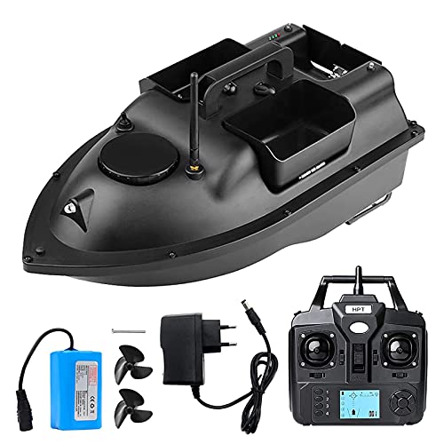 QIANDENG Barco Cebador Carpfishing Carpio, 500M Barco Cebador Carpfishing Teledirigidos con GPS y Motores Duales, Mejor Regalo para Los Amantes de la Pesca(Size:12000 mAh,Color:Mando a Distancia LCD)