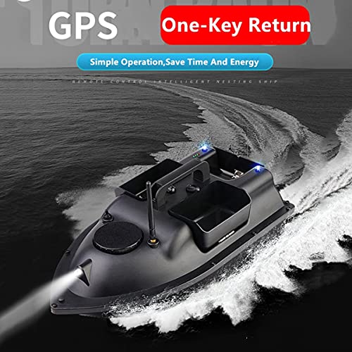 QIANDENG Barco Cebador Pesca, Barco RC Cebo con 500M Control Remoto Y GPS Postion con Luz de Visión Nocturna LED y Motor Doble 2 Kg De Carga Capacidad (Size:12000 mAh,Color:Mando a Distancia LCD)