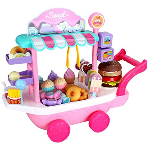 Qians Carrito De Helados Dulces Fingir Juguetes,Conjunto De Juguete De Helado De Caramelo para Niña Candy Trolley Juguetes De Cocina para Niños Ensamblados 39.5×20.5×31.5cm Wonderfully Current