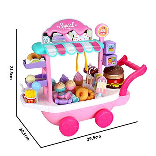 Qians Carrito De Helados Dulces Fingir Juguetes,Conjunto De Juguete De Helado De Caramelo para Niña Candy Trolley Juguetes De Cocina para Niños Ensamblados 39.5×20.5×31.5cm Wonderfully Current