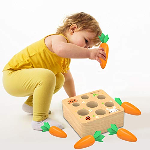 qiyifang Montessori - Juego magnético de zanahoria para niños pequeños, bloques de construcción de 6 a 18 meses, reconocimiento de forma, ejercicio de mano y pie