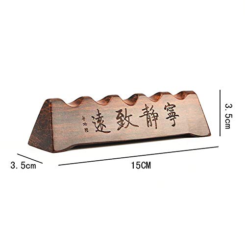 QJiang Cepillo de escritura de madera Resto de pluma Caligrafía china Acuarela Pincel pintura Soporte bastidor Tranquilo y lejano Ningjing Zhiyuan Marrón para el hogar Escuela Pintura Arte Suministros