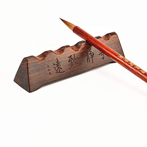 QJiang Cepillo de escritura de madera Resto de pluma Caligrafía china Acuarela Pincel pintura Soporte bastidor Tranquilo y lejano Ningjing Zhiyuan Marrón para el hogar Escuela Pintura Arte Suministros