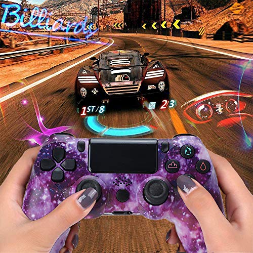 QLOVE Mando Inalámbrico para PS4, Gamepad Wireless Bluetooth Controlador Joystick con Vibración Doble Remoto, Controlador inalámbrico, Mando para Playstation 4/Pro/Slim,Purple Sky