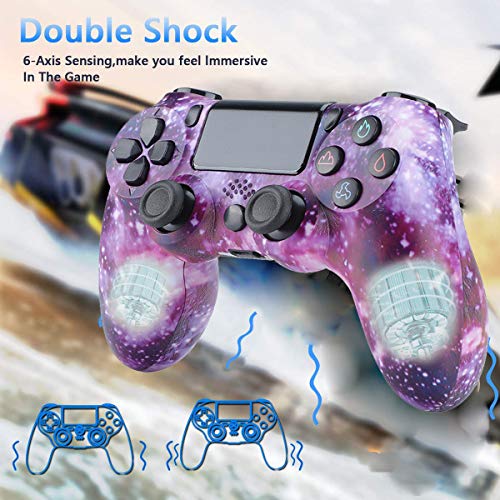 QLOVE Mando Inalámbrico para PS4, Gamepad Wireless Bluetooth Controlador Joystick con Vibración Doble Remoto, Controlador inalámbrico, Mando para Playstation 4/Pro/Slim,Purple Sky