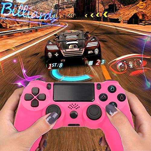 QLOVE Mando Inalámbrico para PS4, Wireless Bluetooth Gamepad Controlador Controller Joystick con Vibración Doble Remoto/6-Axis Gyro, Mando para Playstation 4/Pro/Slim,Rosado