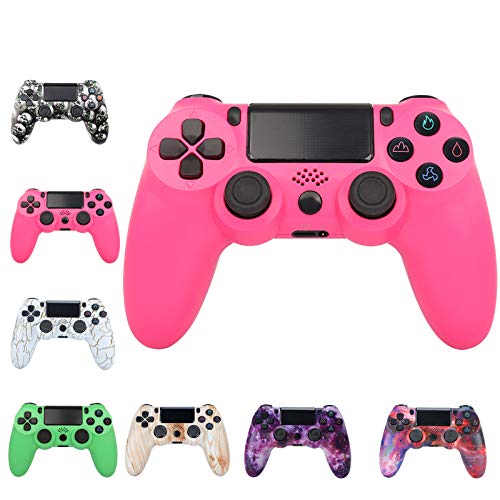 QLOVE Mando Inalámbrico para PS4, Wireless Bluetooth Gamepad Controlador Controller Joystick con Vibración Doble Remoto/6-Axis Gyro, Mando para Playstation 4/Pro/Slim,Rosado