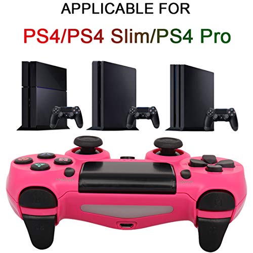 QLOVE Mando PS4, Gamepad Wireless Bluetooth Controlador Joystick con Doble Vibración Remoto Compatible para Playstation 4con Conector de Audio Mando Inalámbrico para PS4/Pro/Slim/PC,Rosado