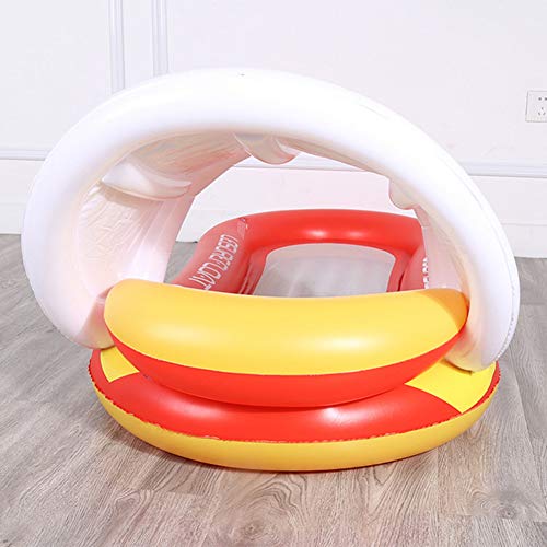 Queta Hamaca Agua Cama de Agua Inflable Flotante Colchoneta de Playa Chaise Longue Flotante, con toldo, reposacabezas y Red (Naranja)