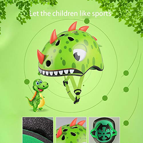 QYWSJ Casco para NiñOs,Dinosaurio Dibujos Animados,TiburóN,Zorro,Oso Peluche,Ciclismo,EquitacióN,Cascos NiñOs,Casco Bicicleta Seguridad Transpirable,Diadema Ajustable,Adecuado para NiñOs