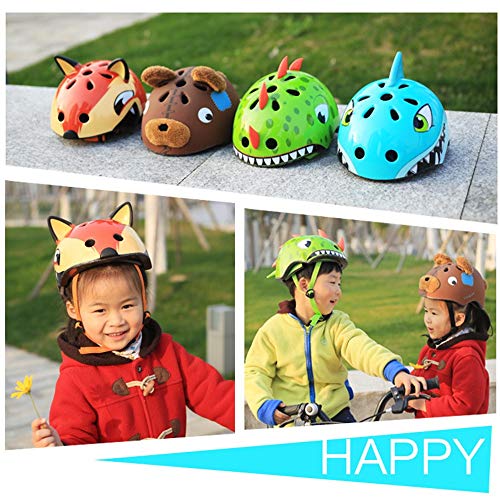 QYWSJ Casco para NiñOs,Dinosaurio Dibujos Animados,TiburóN,Zorro,Oso Peluche,Ciclismo,EquitacióN,Cascos NiñOs,Casco Bicicleta Seguridad Transpirable,Diadema Ajustable,Adecuado para NiñOs