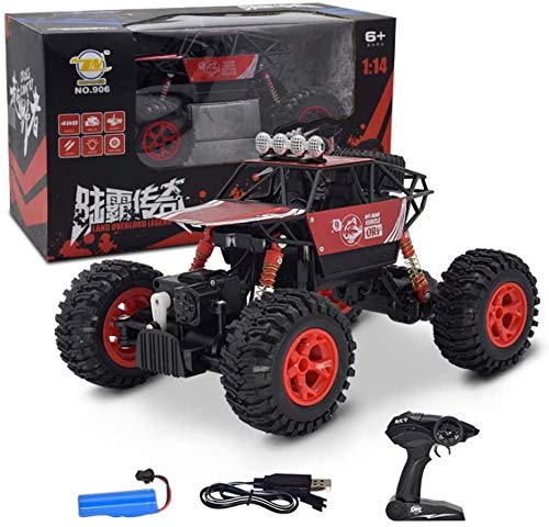 Raelf 2.4GHz Control remoto Hobby Off-Road Vehículo 4WD Aleación de aleación de cuatro ruedas Control remoto Coche 1:14 Off-Road Vehículo de seguimiento eléctrico-Terrain Empresa impermeable Juguete R