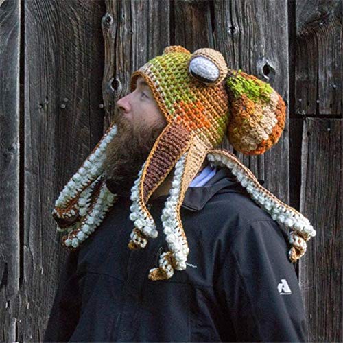 Rahungry Gorro De Tentáculo De Pulpo para Adulto, Gorro De Pulpo Tejido A Mano, Disfraz De Fiesta Cosplay para Adulto, Único Suave Y Cálido,B'