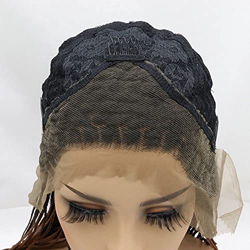 RainaHair Pelucas de trenzas de caja gris con encaje frontal sintético trenzas holandesas con raíz oscura resistente al calor Drag Queen Cosplay pelucas de 26 pulgadas