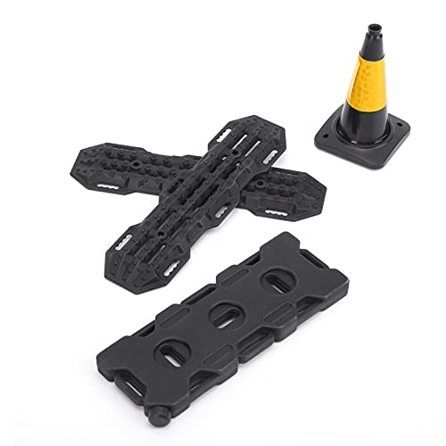 RANNYY Modelo de Coche de Tres Piezas, plástico RC, Barrera de Carretera, Escalera de Arena, Tablero de recuperación, Tanque de Combustible de simulación para SCX10 axial(Negro)