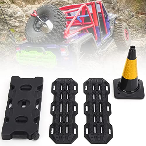 RANNYY Modelo de Coche de Tres Piezas, plástico RC, Barrera de Carretera, Escalera de Arena, Tablero de recuperación, Tanque de Combustible de simulación para SCX10 axial(Negro)