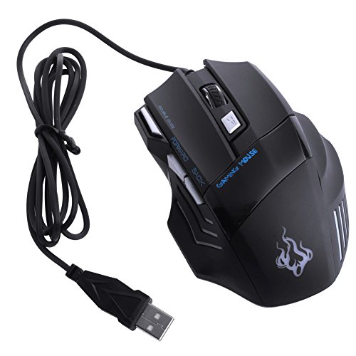 Ratón con cable 5500 DPI 7 tton LED óptico USB para juegos con cable para ordenador portátil, puter