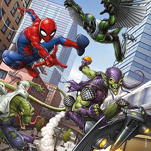 Ravensburger Juego de 3 Puzzles con el Personaje de Marvel; El Hombre Araña de la Marca, Tres Rompecabezas, Cada uno Tiene 49 Piezas