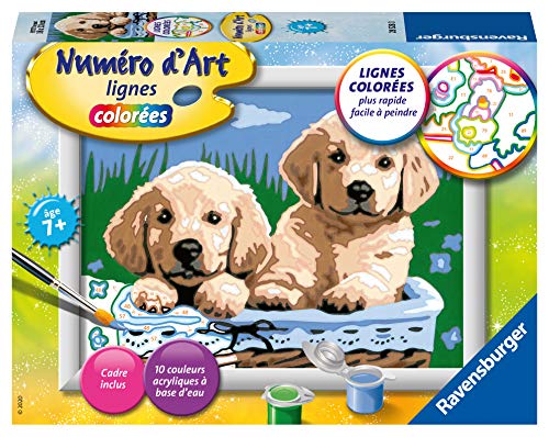 Ravensburger- Numéro d'art-Petit-Adorables chiots Ocio Creativo. (4005556285280)