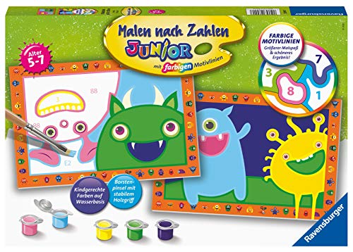 Ravensburger Pintura por números 28941 – Monstruos Divertidos – Niños 5 – 7 años