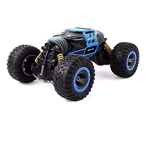 RC Car 2.4 GHz Remote Control Rock Crawler 4WD Electric Racing Car Off-Road Vehicles Rock Crawler Double Sided Flip Car Kids Toys Rechargeable Buggy Hobby Car for Boys Girls Gift (Blue)