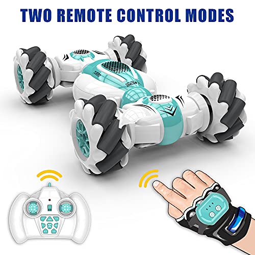 RC Stunt Cars Gesture Sensing Control remoto Stunt Car 360 ° Spins Flips, inducción Twisting Drift Off-Road Cars Escalada Vehículo de juguete con batería recargable Halloween para niños (verde)