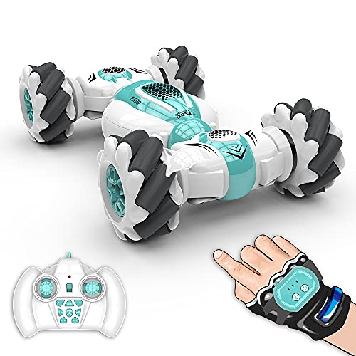 RC Stunt Cars Gesture Sensing Control remoto Stunt Car 360 ° Spins Flips, inducción Twisting Drift Off-Road Cars Escalada Vehículo de juguete con batería recargable Halloween para niños (verde)