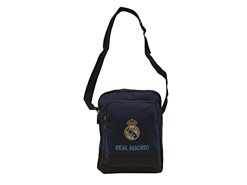 Real Madrid, Bandolera con Cremallera, Portatodo, Producto Oficial del Real Madrid, Color Azul (CyP Brands)