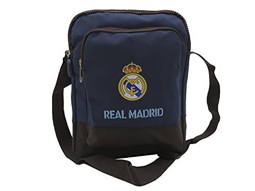 Real Madrid, Bandolera con Cremallera, Portatodo, Producto Oficial del Real Madrid, Color Azul (CyP Brands)