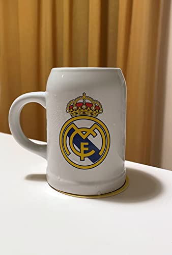 Real Madrid, Jarra de Cerveza, Capacidad 400 ml, Producto Oficial Real Madrid, Color Blanco (CyP Brands)