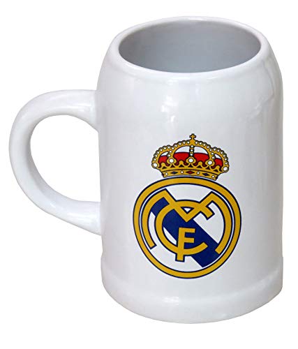 Real Madrid, Jarra de Cerveza, Capacidad 400 ml, Producto Oficial Real Madrid, Color Blanco (CyP Brands)