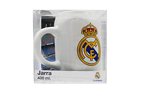 Real Madrid, Jarra de Cerveza, Capacidad 400 ml, Producto Oficial Real Madrid, Color Blanco (CyP Brands)