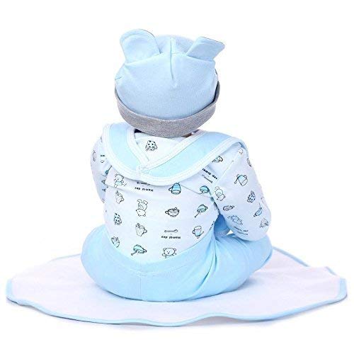 Reborn Baby Doll Vinilo de Silicona Suave 22 Pulgadas 55cm Boca magnética Realista Niño Niña Juguete Babero de Oso Azul