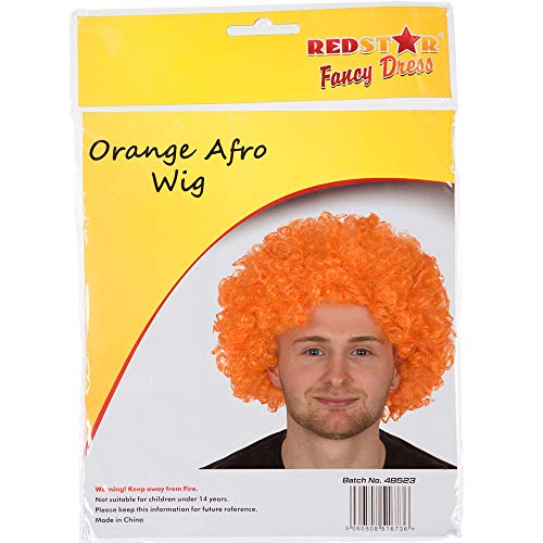 Redstar Fancy Dress - Peluca Afro para Adultos - Accesorio de Fiesta - Naranja