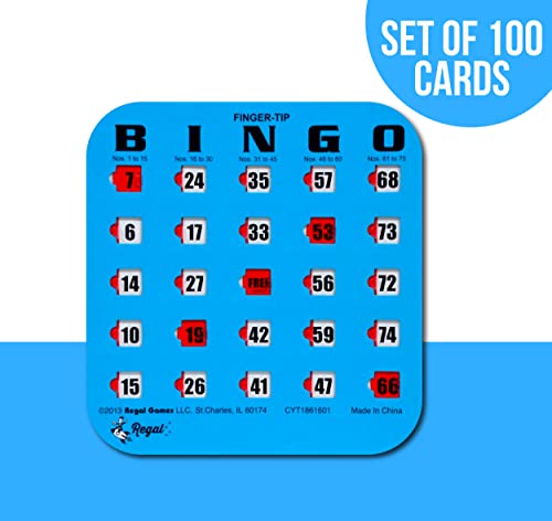 Regal Games Easy Read - Tarjetas de bingo de 4 capas, color azul (paquete de 100)