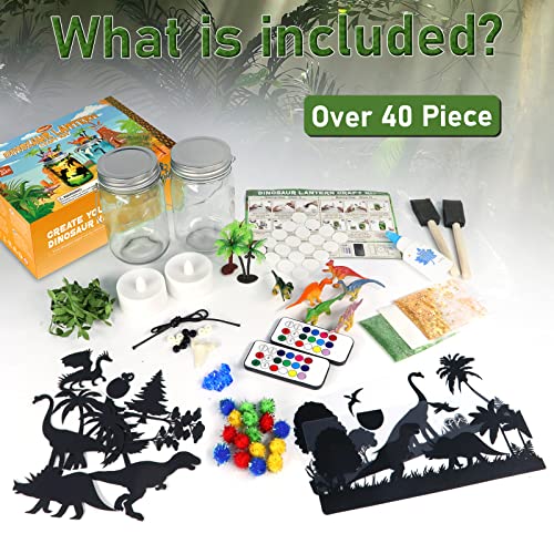 Regalo Para Niño, La Mayoría De Los Juguetes De Dinosaurios De Bricolaje, Kit De Manualidades De Linterna Para Niños Con 6 Mini Dinosaurios Realistas, Control Remoto, Colores Rgb