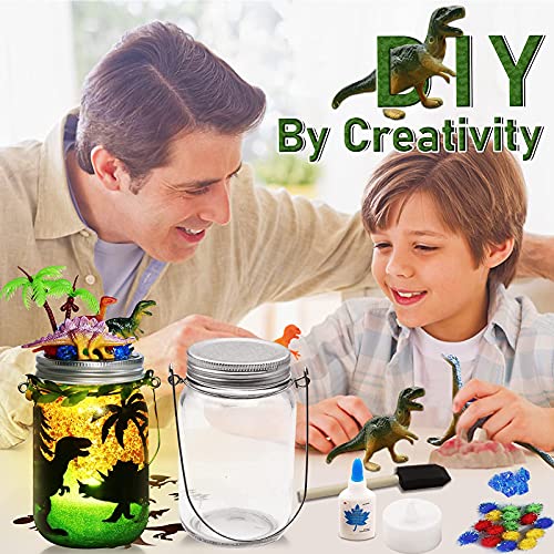 Regalo Para Niño, La Mayoría De Los Juguetes De Dinosaurios De Bricolaje, Kit De Manualidades De Linterna Para Niños Con 6 Mini Dinosaurios Realistas, Control Remoto, Colores Rgb