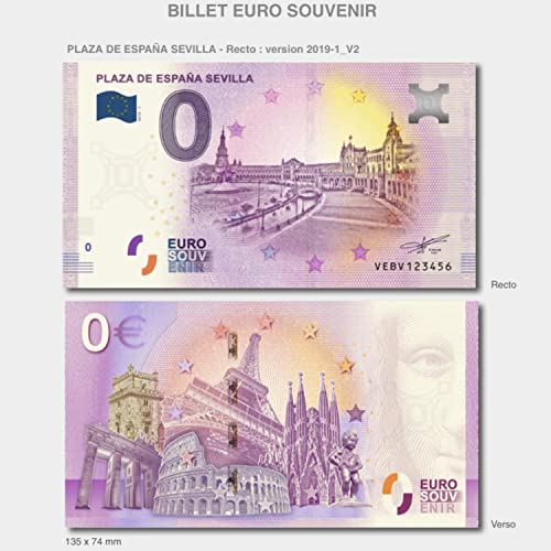 Regalos Originales - Billete Personalizado Plaza España de Sevilla - Impreso en Papel Moneda - Detalle de Boda Original - Diseño de Billete - Euro Souvenir