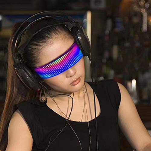 Rehomy Gafas LED, con modo de música, personalizables, para fiestas nocturnas, texto de animación