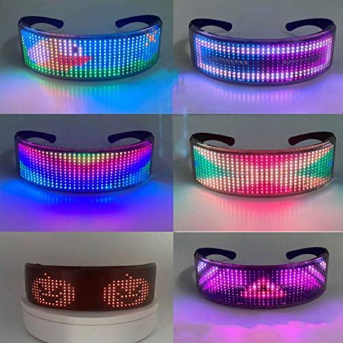 Rehomy Gafas LED, con modo de música, personalizables, para fiestas nocturnas, texto de animación