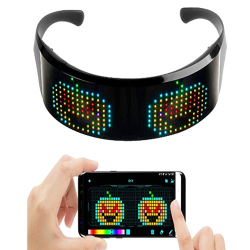 Rehomy Gafas LED, con modo de música, personalizables, para fiestas nocturnas, texto de animación