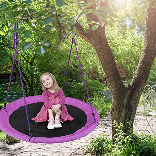 Relaxdays Columpio Jardín Nido de Altura Ajustable para Niños y Adultos, hasta 100 kg, Morado, ø 90 cm, Juventud Unisex