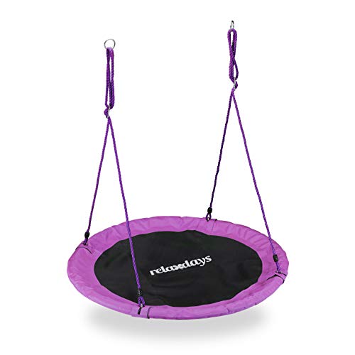 Relaxdays Columpio Jardín Nido de Altura Ajustable para Niños y Adultos, hasta 100 kg, Morado, ø 90 cm, Juventud Unisex